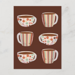 Warm Circle Pattern On Cups Of Coffee Briefkaart
