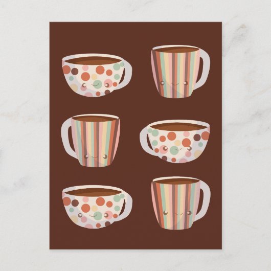 Warm Circle Pattern On Cups Of Coffee Briefkaart (Voorkant)