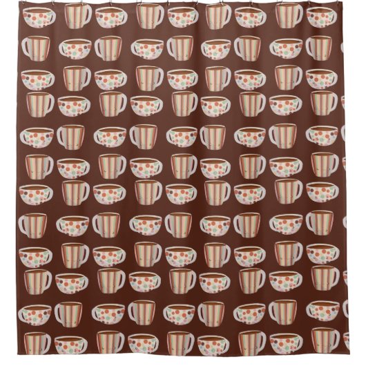 Warm Circle Pattern On Cups Of Coffee Douchegordijn (Voorkant)