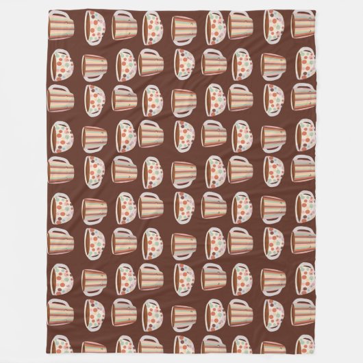 Warm Circle Pattern On Cups Of Coffee Fleece Deken (Voorkant)