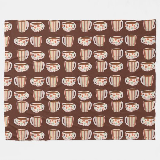Warm Circle Pattern On Cups Of Coffee Fleece Deken (Voorkant (Horizontaal))
