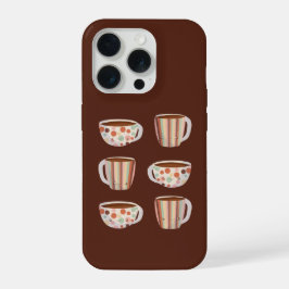 Warm Circle Pattern On Cups Of Coffee iPhone 15 Pro Case