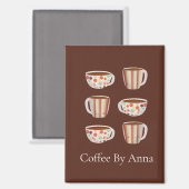 Warm Circle Pattern On Cups Of Coffee Magneet (Voorkant / Achterkant)