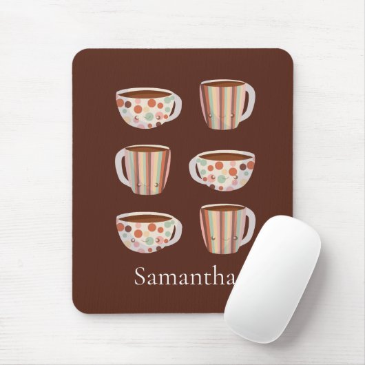 Warm Circle Pattern On Cups Of Coffee Muismat (Met muis)