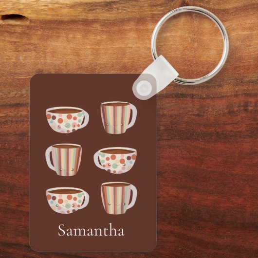 Warm Circle Pattern On Cups Of Coffee Sleutelhanger (Achterkant)