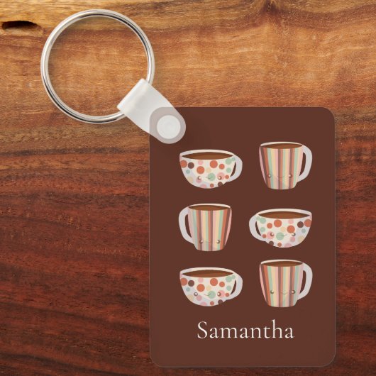 Warm Circle Pattern On Cups Of Coffee Sleutelhanger (Voorkant)