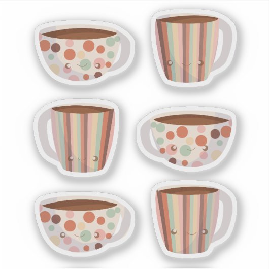 Warm Circle Pattern On Cups Of Coffee Sticker (Voorkant)