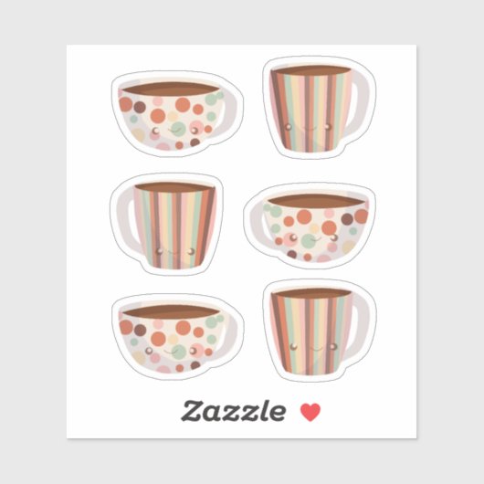 Warm Circle Pattern On Cups Of Coffee Sticker (Vel)