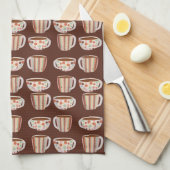 Warm Circle Pattern On Cups Of Coffee Theedoek (Quarter Fold)