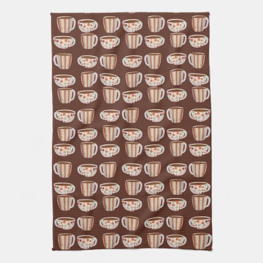 Warm Circle Pattern On Cups Of Coffee Theedoek (Verticaal)