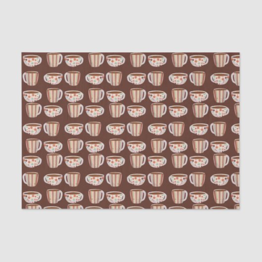 Warm Circle Pattern On Cups Of Coffee Tissuepapier (Voorkant)
