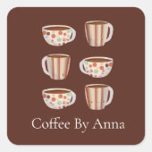 Warm Circle Pattern On Cups Of Coffee Vierkante Sticker (Voorkant)