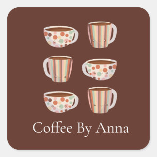 Warm Circle Pattern On Cups Of Coffee Vierkante Sticker