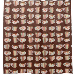 Warm Cirkelpatroon Op Kopjes Koffie Douchegordijn