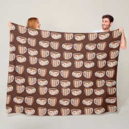 Warm cirkelpatroon op kopjes koffie fleece deken