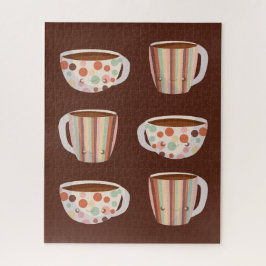 Warm cirkelpatroon op kopjes koffie legpuzzel