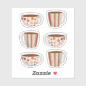 Warm Cirkelpatroon Op Kopjes Koffie Sticker (Vel)
