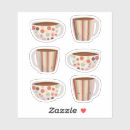 Warm Cirkelpatroon Op Kopjes Koffie Sticker