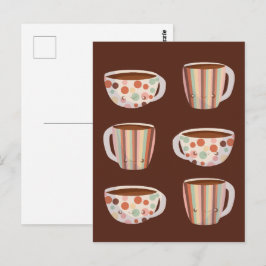 Warm Cirkelpatroon Op Koppen Koffie Briefkaart