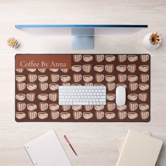 Warm Cirkelpatroon Op Koppen Koffie Bureaumat (Kantoor 1)