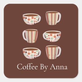 Warm Cirkelpatroon Op Koppen Koffie Vierkante Sticker
