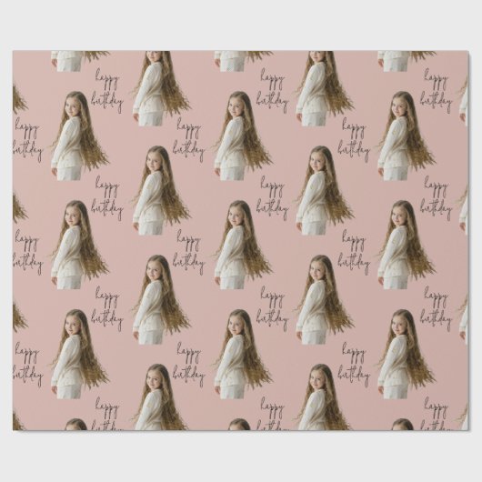 Warm Clay Roos & Aangepaste Verjaardag tekst en fo Cadeaupapier (Vlak)