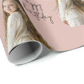 Warm Clay Roos & Aangepaste Verjaardag tekst en fo Cadeaupapier (Rol Hoek)