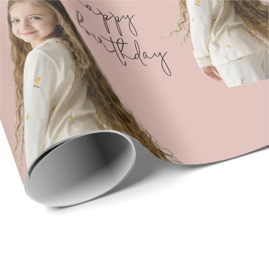 Warm Clay Roos & Aangepaste Verjaardag tekst en fo Cadeaupapier (Rol Hoek)