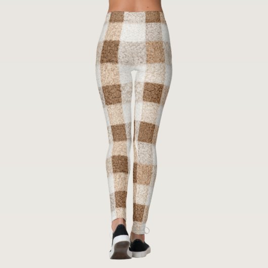Warm Cocoa Cream Brown Plaid Stripes Leggings (Achterkant)