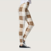 Warm Cocoa Cream Brown Plaid Stripes Leggings (Rechts)