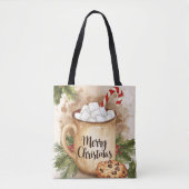 Warm cocoa merry Christmas cookie holly rustic Tote Bag (Voorkant)