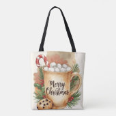 Warm cocoa merry Christmas cookie holly rustic Tote Bag (Achterkant)