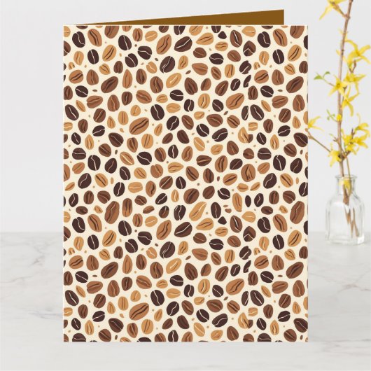 Warm Coffee Bean Roast Tones Seamless Pattern Kaart (Gele Bloem)