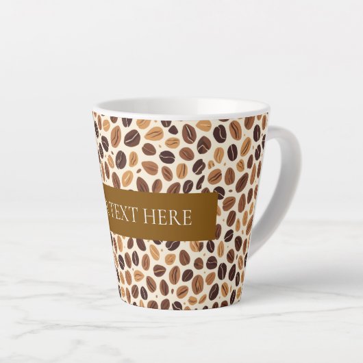 Warm Coffee Bean Roast Tones Seamless Pattern Latte Mok (Rechterhoek)