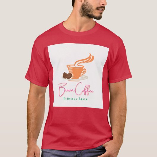 Warm Coffee Cup with Beans Illustration retro T-shirt (Voorkant)