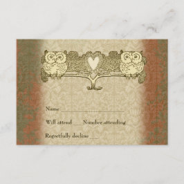 Warm Color Red Gold  Owl rsvp met envelop
