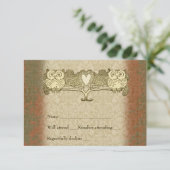 Warm Color Red Gold  Owl rsvp met envelop (Staand voorkant)