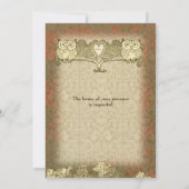 Warm Color Red Gold  Owl Weddenschap Kaart (Achterkant)