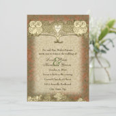 Warm Color Red Gold  Owl Weddenschap Kaart (Staand voorkant)