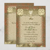Warm Color Red Gold  Owl Weddenschap Kaart (Voorkant / Achterkant)