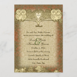 Warm Color Red Gold  Owl Weddenschap Kaart