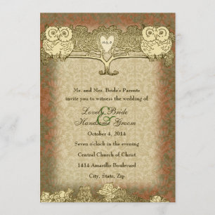 Warm Color Red Gold  Owl Weddenschap Kaart