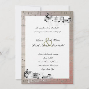 Warm Colors Music Wedding Invitation Kaart