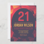 Warm Colors Polygon Modern 21st Birthday Kaart (Voorkant)