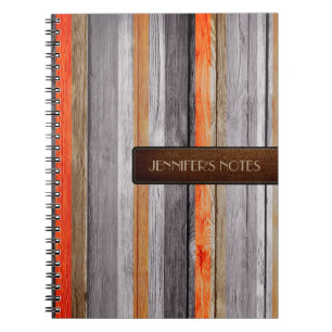 Warm Colors Wood Elegant Leather Kijk uit 6 Notitieboek
