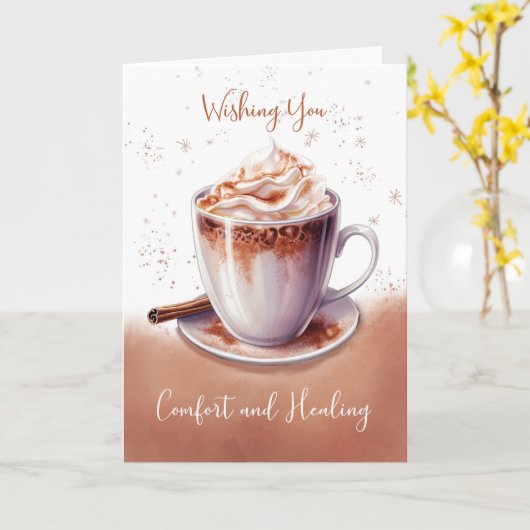 Warm Comfort en Healing Krijg Goed Beker Van Comfo Kaart (Gele Bloem)