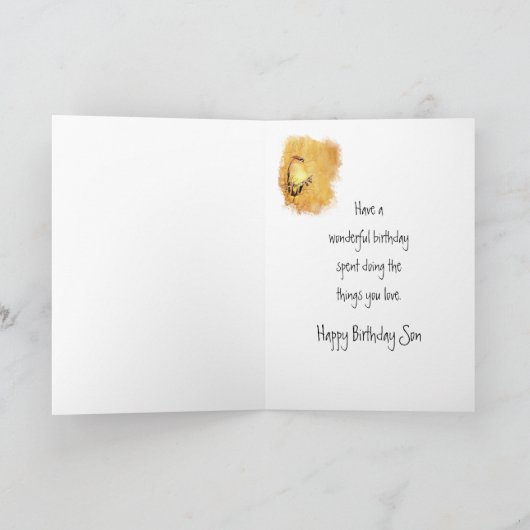 Warm Copper Cedar Waxing Bird Birthday Kaart (Binnen)