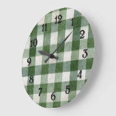 Warm Country Green Cream Plaid Stripes Grote Klok (Hoek)