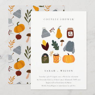 Warm Cozy Autumn Essential Couples Shower nodigt u Bedankkaart