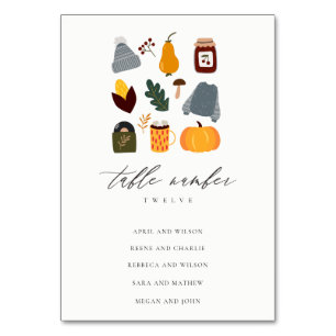 Warm Cozy Autumn Essential Wedding Seding Chart Kaart